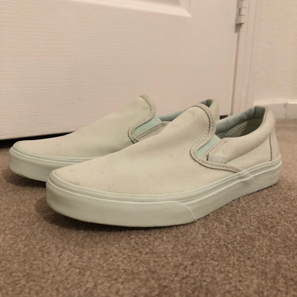 Pastel blue/turquoise slip on vans